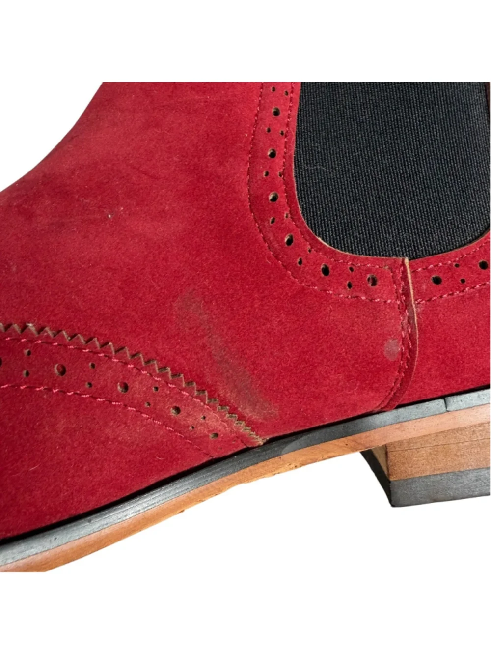 Gino Vitale Wingtip Chelsea Boots Red Leather Round Toe Slip On Formal Men's 10